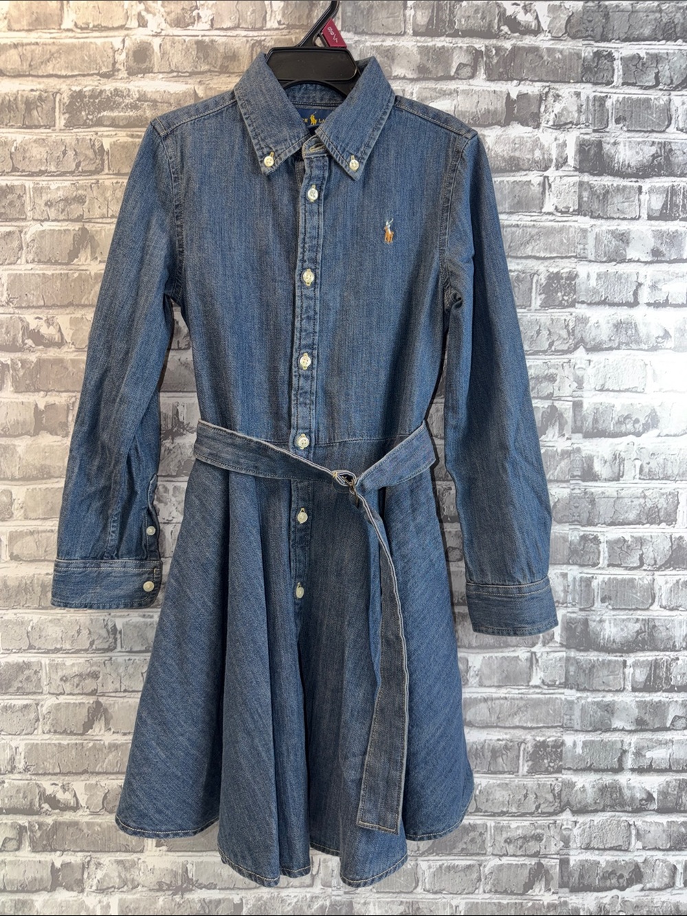Ralph Lauren Indigo Denim Shirt Dress with Tie Belt